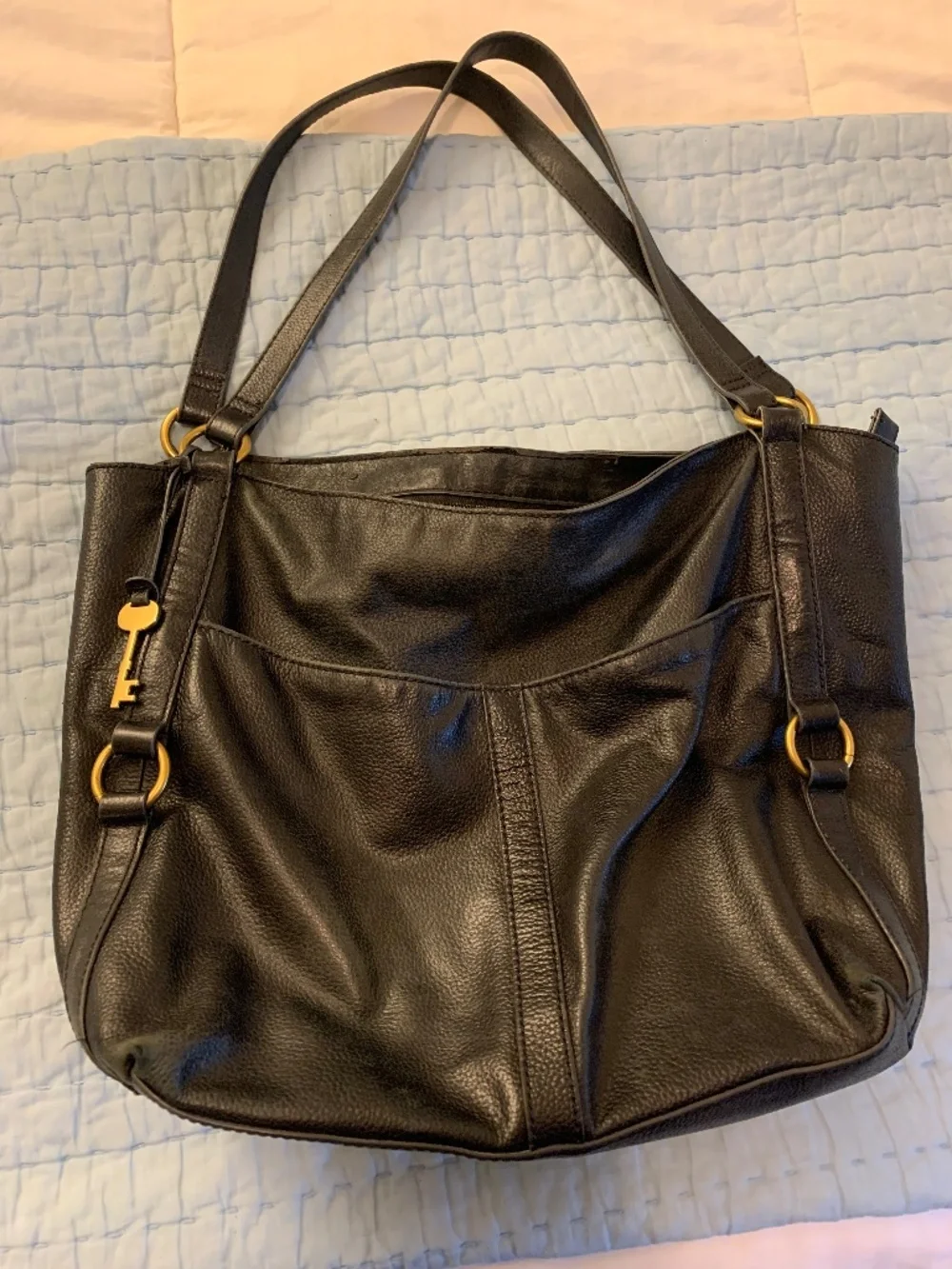 Fossil black leather handbag